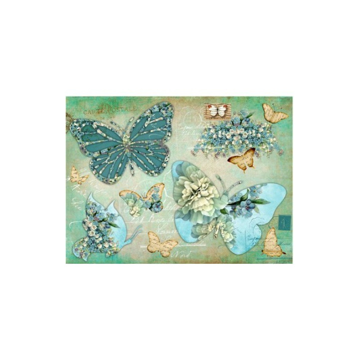 Papel de arroz mariposa azules